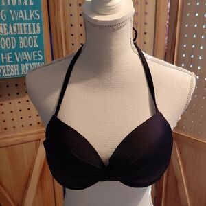 ach'e Elegant Black Halter Swim  Top.
